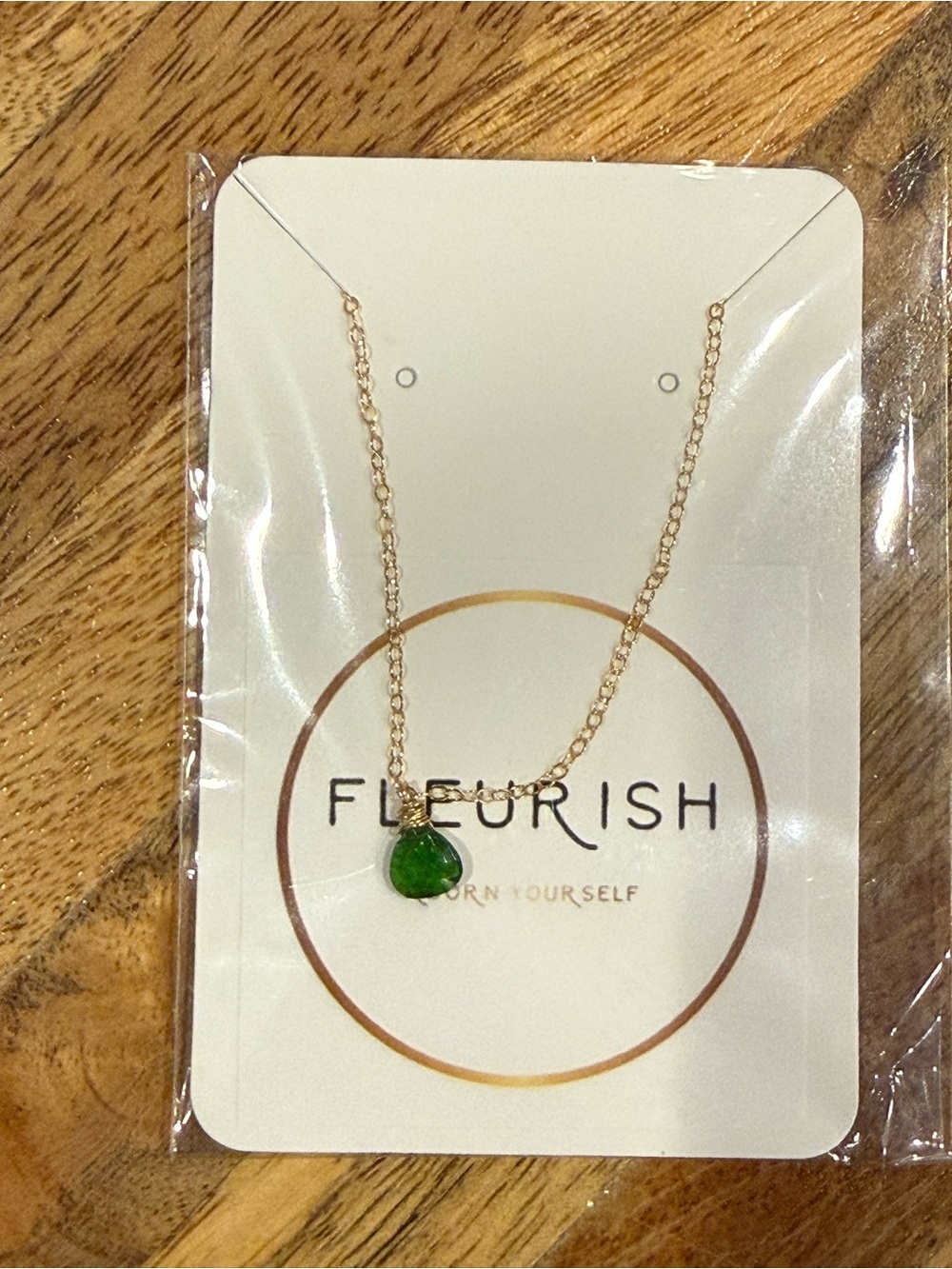 Fleurish Gold Chain Necklace with Peridot Teardrop Pendant